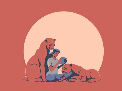 Cognition adobeillustrator animal art artwork calm cat digitalart drawing drawingart girl illustration illustrator ipad lion poster reading red vector vector illustration vectorart