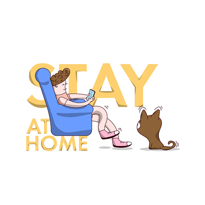 Stay at home boy cat coronavirus covid 19 design dribbble illustration illustrator solopovdesign stayathome vector