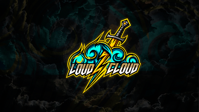 Lightning sword esports logo, mascot art artwork branding cloud esport logo illustration lightning logotype mascot logo storm sword