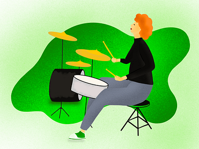 Drummer 🥁 art digital art drawing drum drummer flat humans illustration illustrations music musician musicians noise procreate woman work