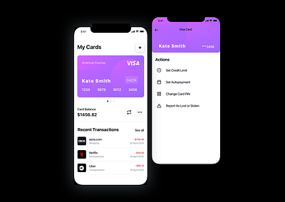 Credit card -Daily Ui #002 actions bank app creditcard daily ui dailyui design mobile app payment app payments ui ux