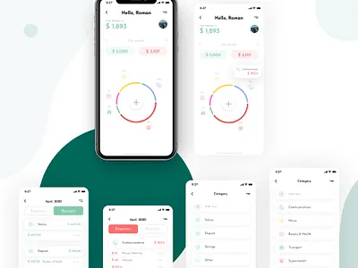 Personal finance app UI screens andoid app android app apple budget control expenses figma finance interaction ios ios app ios app design iphone mobile mobile app design money receipts screen tracking