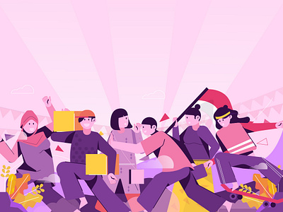 Festive art branding design explainer illustration marketing motiongraphic style vector videos