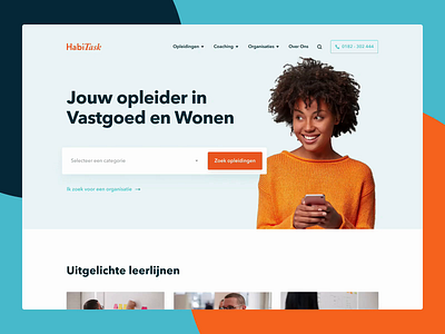 Habitask Website Flow animation courses cursus detail page e learning education homepage homepage motion design landing page online courses teach visual identity webinar