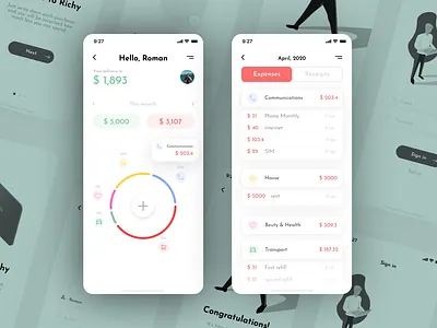 Personal finance control app android android app budget chart control dashboard design expenses finance interaction ios ios app mobile mobile app mobile app design money personal receipts spending value