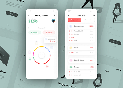 Personal finance control app android android app budget chart control dashboard design expenses finance interaction ios ios app mobile mobile app mobile app design money personal receipts spending value