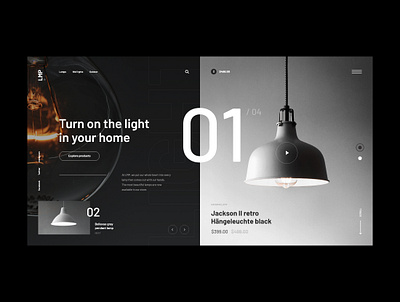 #83 Shots for Practice black branding concept dark design ecommerce flat homepage lamp light minimalism product shop store ui ux website