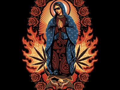 Reason "Mary Jane" T-shirt illustration apparel canabis design illustration illustrations marijuana marijuana logo vector vector art virgin mary