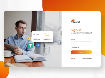 Coinmet Sign In Page - Daily UI 100 Challenge 100 challenge clean coinmet daily day001 design sign in ui ux
