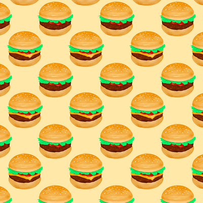 Burger Night burger digital illustration digital painting food illustration hamburger illustration procreate repeat pattern surface design surface pattern