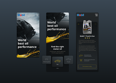 Mobil 1 - Dark Concept dark ui engine mobile mobile app mobile app design motor motor oil vehicles