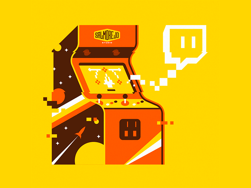 Next stop...Twitch! arcade machine art design flat flat illustration games glitch illustration retro stream vector