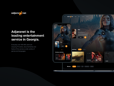 Adjaranet - Movies and TV Shows adjaranet design mamulashvili mobile movie movies netflix product tato tv shows ui ux web