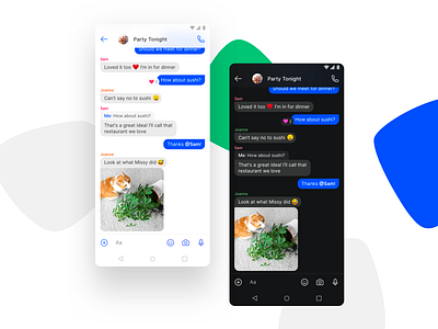 Messaging App android app chat clean communicate dark mode design emojis group material messaging minimal reactions thread ui ux