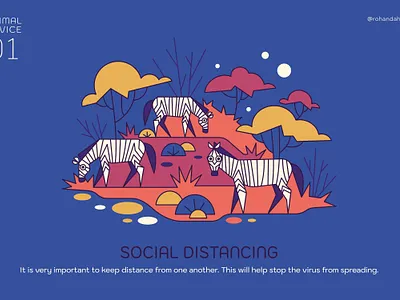 COVID 19 - SOCIAL DISTANCING adobeillustrator animal corona coronavirus covid covid19 design digital art icon illustration minimal vector vector art vector illustration wildlife wildlife art zebra