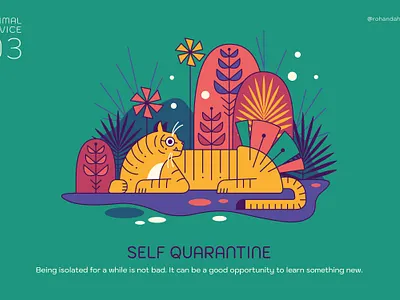 COVID 19 - SELF QUARANTINE adobeillustrator animal art coronavirus covid19 design digital art illustration minimal tiger vector vector art vector illustration wildlife art wildlife illustration