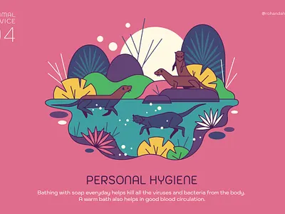 COVID 19 - PERSONAL HYGIENE adobeillustrator animal art coronavirus covid19 design digital art illustration minimal otter vector vector art vector illustration wildlife art