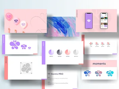 Brand Guide for Moments brand brand guide branding butterfly design geometric icon logo mark modern smart symbol ui