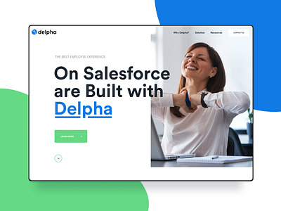 SaaS Website - Delpha blue crm crm portal crm software employee green minimal minimalism minimalist minimalistic process recruiter recruiting recruitment salesforce simple staffing typogaphy website white