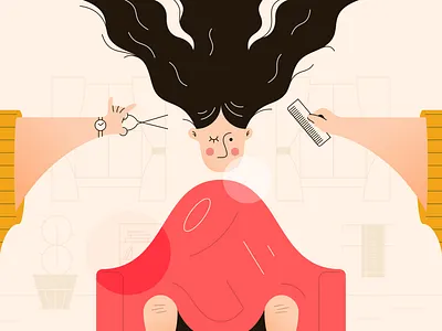 "Stay home" from the barber shop 💇🏻‍♀️ barber shop design flat flat illustration girl illustration illustrator stay home vector vector art vectornator