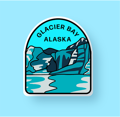 Alaska Badge badge glacier national park nature illustration water