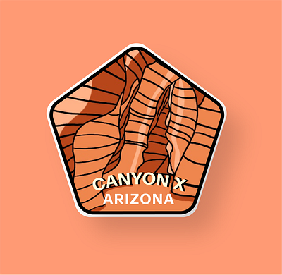 Arizona Badge badge design canyon national parks nature illustration