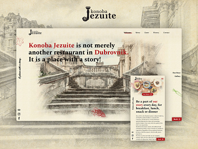 Restaurant web - Konoba Jezuite branding croatia design dubrovnik food graphicdesign header historical illustration logo design logotype photography restaurant restaurant branding vintage web web design