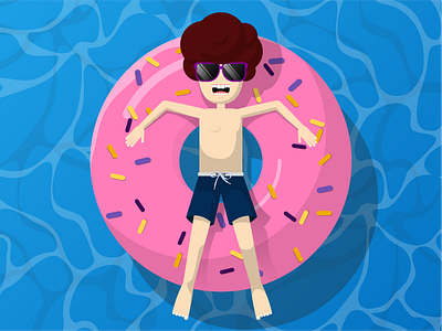 Dream of Donut art artist blue character concept design donut drawing icon logo majid pink pool poster sunny vector water