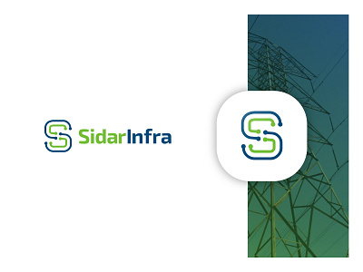 Infra logo app blue cable clean design design app fiber green identity infra logo logodesign logodesigner nl s logo simple