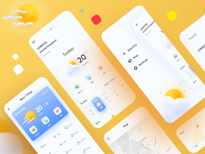 Weather App app app design application drawing fireart flat forecast illustration linework mobile rainy snowy studio ui uidesign ux vector weather weather app weather forecast