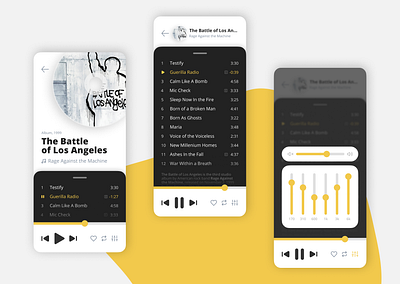 Concept of Music player mobile app android app design app audio app audio player design flat ios app design minimal mobile app design music app music player ui ux yellow