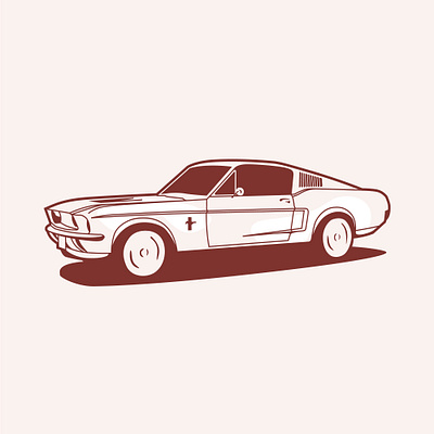 Ford Mustang design drawing illustration vector