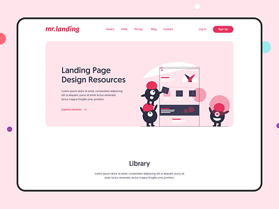 Mr. Landing — Hero Section 🖱️ 2020 branding colorful design resources elementor figma flat hero section illustration inspiration landing page library minimal red trend ui ux web design website wordpress landing page builder