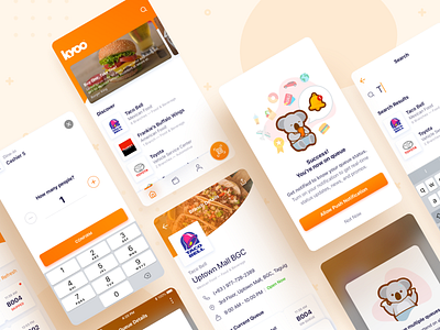 Kyoo - Mobile App Screens app branding cards design illustration mobile mobile app queueing screen ui