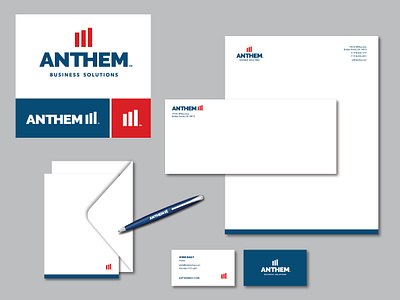 Anthem Business Solutions Branding america bar graph branding business card design flag identity design letterhead design logo logo family patriotic