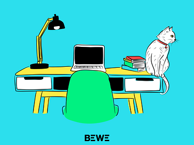 Smart Working cat desk home illustration quarantine remotework smart working stay home stayhome work