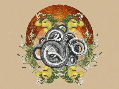 The Eternal Transition artwork black collage collageart composition digital art earth lemons plants snake universe