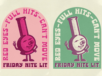 Friday Nite Lit 420 badge bong character chill chronic distressed font funky halftone illustration lettering lockup marijuana retro retro supply co type typography vintage weed