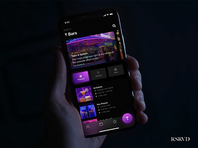 Reservation App - RSRVD app bar branding concept dark design mobile mobile app neon reservation rsvp seat ui ux