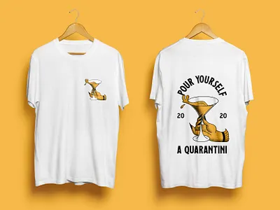 Pour yourself a Quarantini! cocktail covid19 design drink graphic illustration illustrator quarantine stay home stay safe traditional tshirt tshirt design