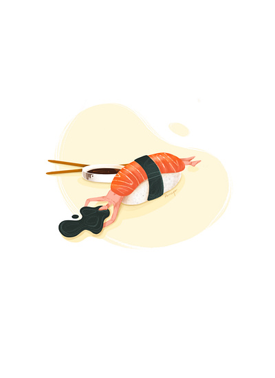 Mood... board chopsticks coronavirus graphicdesign illustration minimal salmon soy sauce stayhome sushi ui ux webdesign yellow