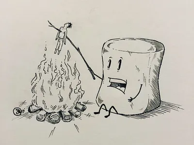 Roasted drawing fire funny illustration marshmello revenge