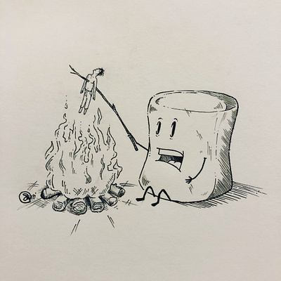 Roasted drawing fire funny illustration marshmello revenge