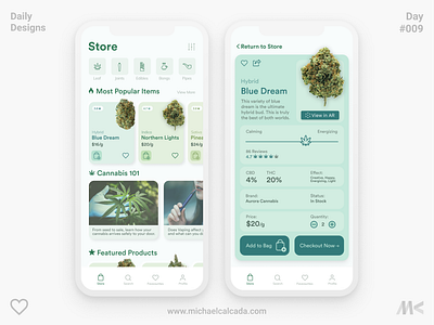 Daily Designs in Quarantine #009 101 420 add to bag cannabis cbd coronavirus covid19 daily dailyui design design app green marijuana market smoke thc ui ux weed