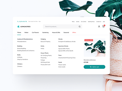 E-Commerce - Mega Menu Concept design e comerce e commerce flat mega menu menu minimal nav navbar navigation plant search shop ui web