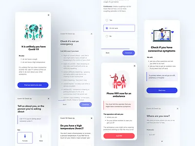Covid-19 - NHS Self Check-Up Concept app check up clean corona covid doctor flat form illustration medical minimal mobile nhs ui ux vector
