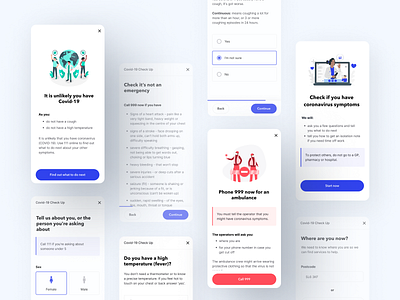 Covid-19 - NHS Self Check-Up Concept app check up clean corona covid doctor flat form illustration medical minimal mobile nhs ui ux vector