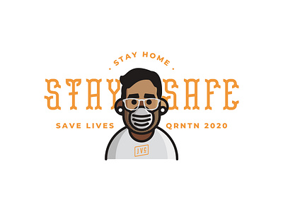 Stay Home, Stay Safe, Save Lives badge branding covid19 custom type design facemask illustration logo logo design logotype quarantine stay home typography vector