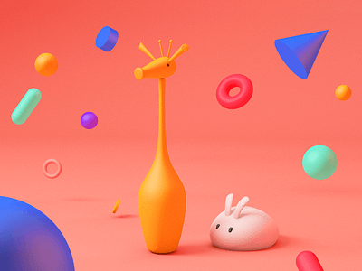 Playful 3d animals basic c4d cinema4d colorful colors geometric modeling playful