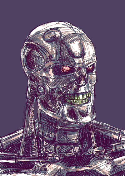 T 800 animation art character design digital draw drawing illustration t800 terminator